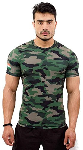 CORE ATHLETICS Men's Cotton Army Print Compression (Camouflage, Medium)