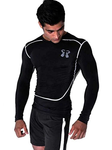 Shield Compression for men black, MMA Fightwear rashguard, skins fit gym compression clothing