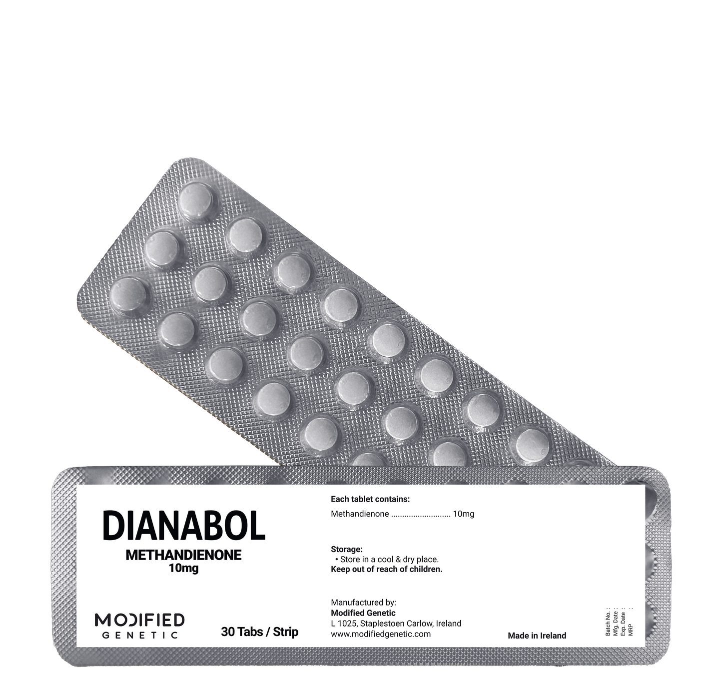 MODIFIED GENETIC DIANABOL : Classic steroid for powerful gaining and Bulking. 30 tab Strip