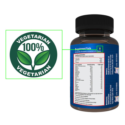 ESSATTOVITE MEN: The Multivitamin and Multimineral Supplement with Ashwagandha & Brahmi(120 Caps).