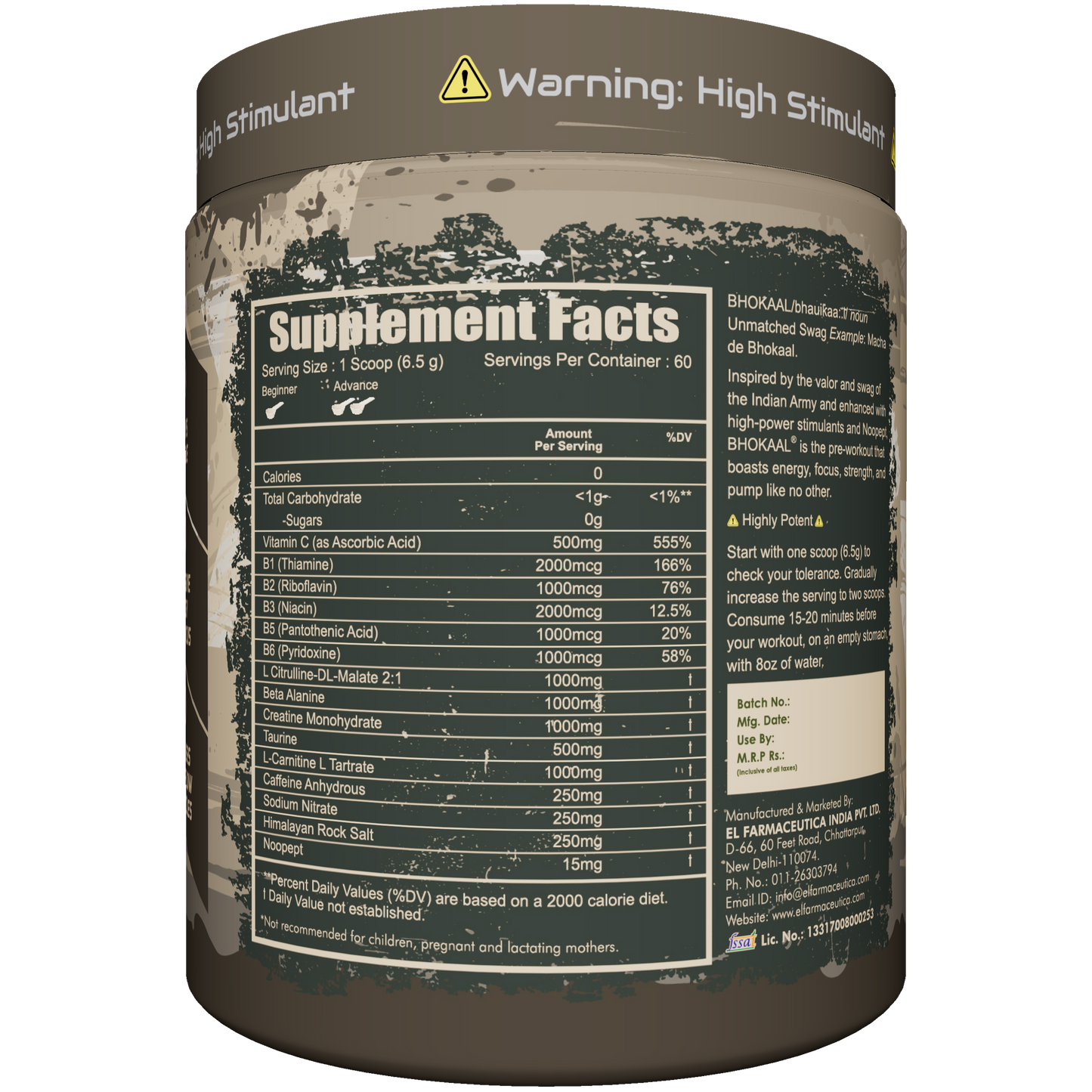 BHOKAAL: High Explosive Pre-Workout for Massive Power and Pump(390g, 60 Servings)