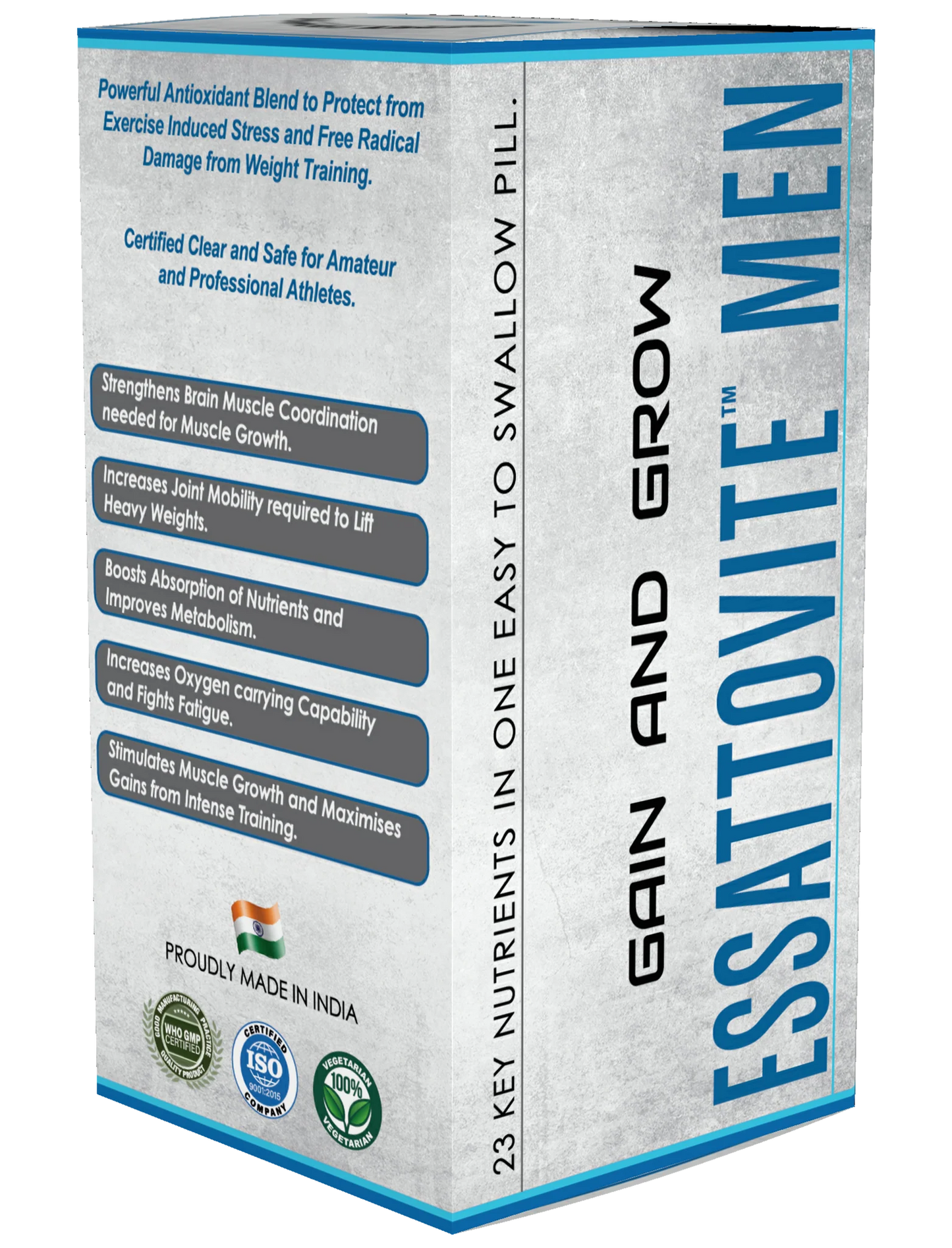 ESSATTOVITE MEN: The Multivitamin and Multimineral Supplement with Ashwagandha & Brahmi(120 Caps).