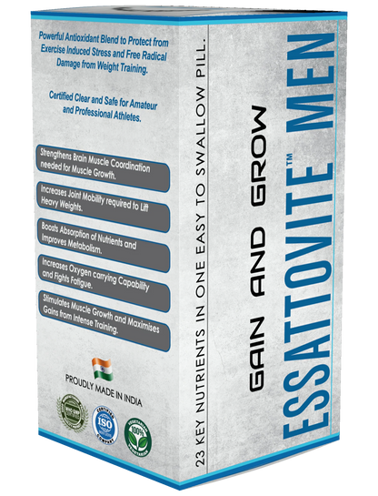 ESSATTOVITE MEN: The Multivitamin and Multimineral Supplement with Ashwagandha & Brahmi(120 Caps).